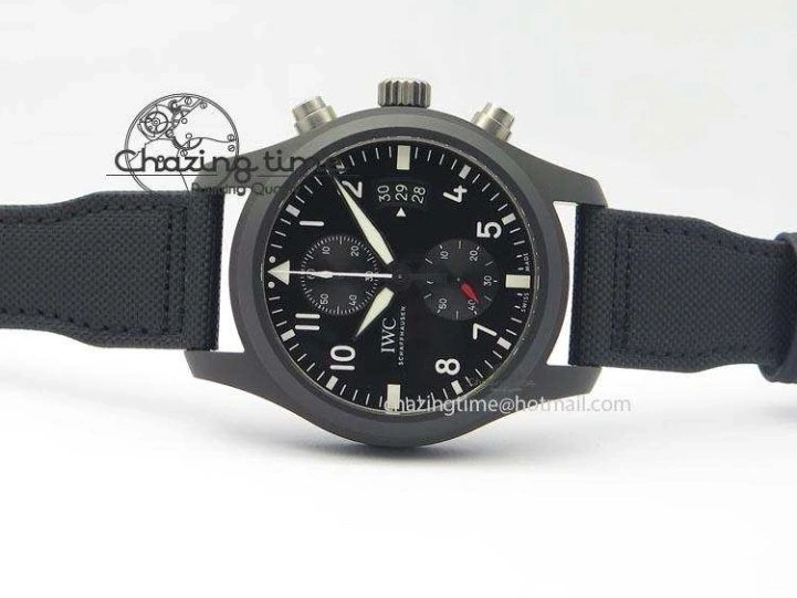 MIROTIME 0321 EasyCare Pilot Chrono IW388001 Real Ceramic ZF 1:1 Best Edition On Black Nylon Strap A 7279